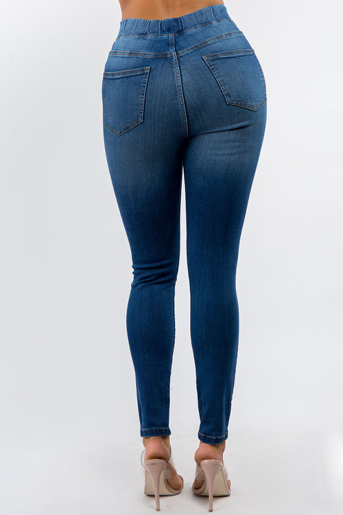 Premium Modal Fabric High Waist Elastic Band Skinny Jeans