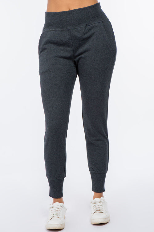 French Terry High Waist Joggers - Neutral Colors