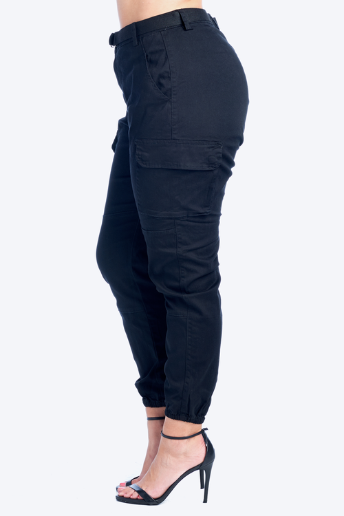 High Rise Cargo Joggers - Plus Size