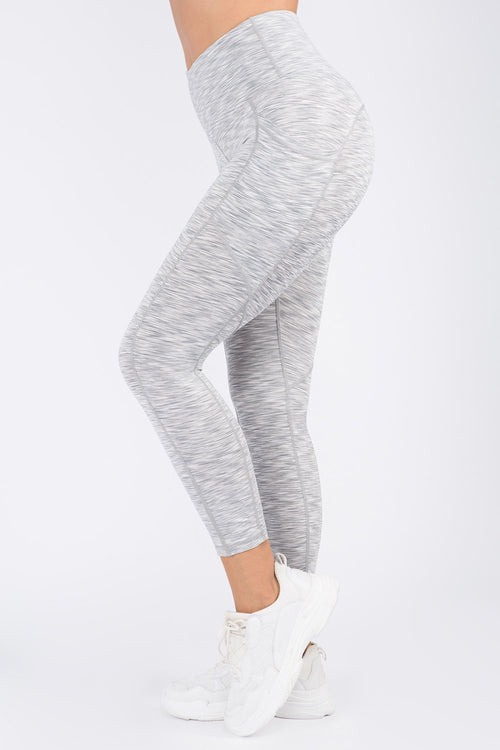 High Waist Capri Pocket Yoga Pants - Space Dye Grey
