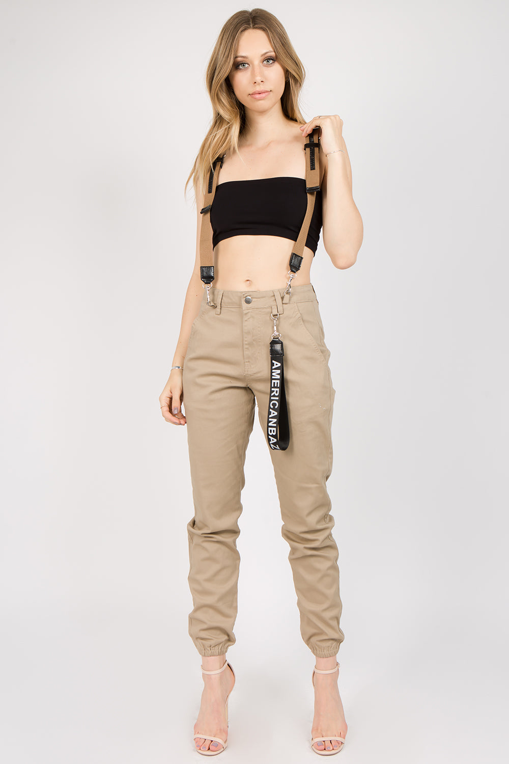 Women's High Rise Suspender Skinny Joggers | Love Moda – LOVE MODA