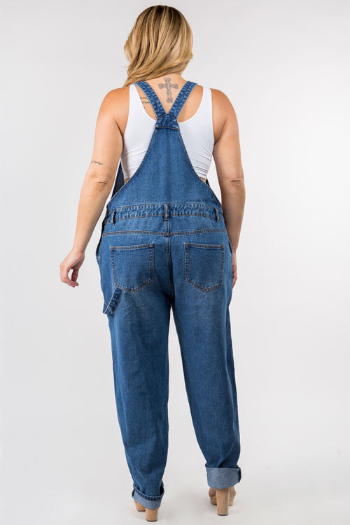 Relaxed Denim Overalls - Plus Size