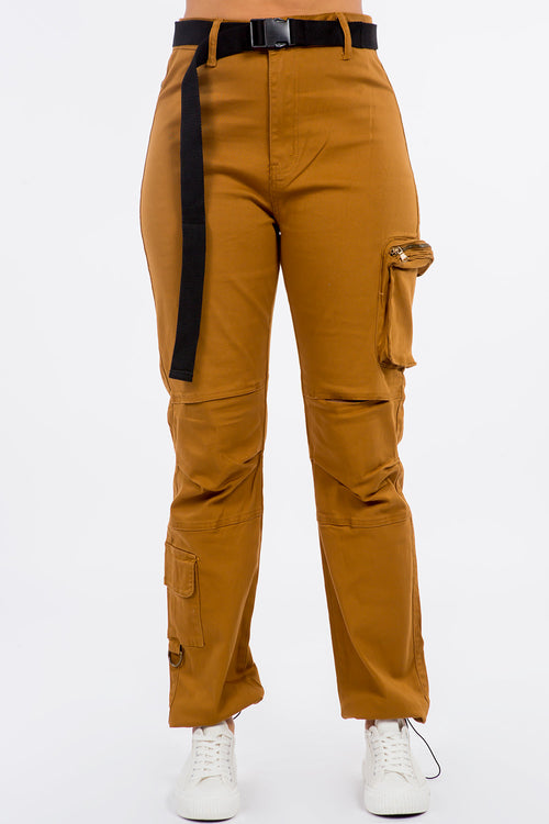 High Waist Stretch Joggers With Utility Pockets