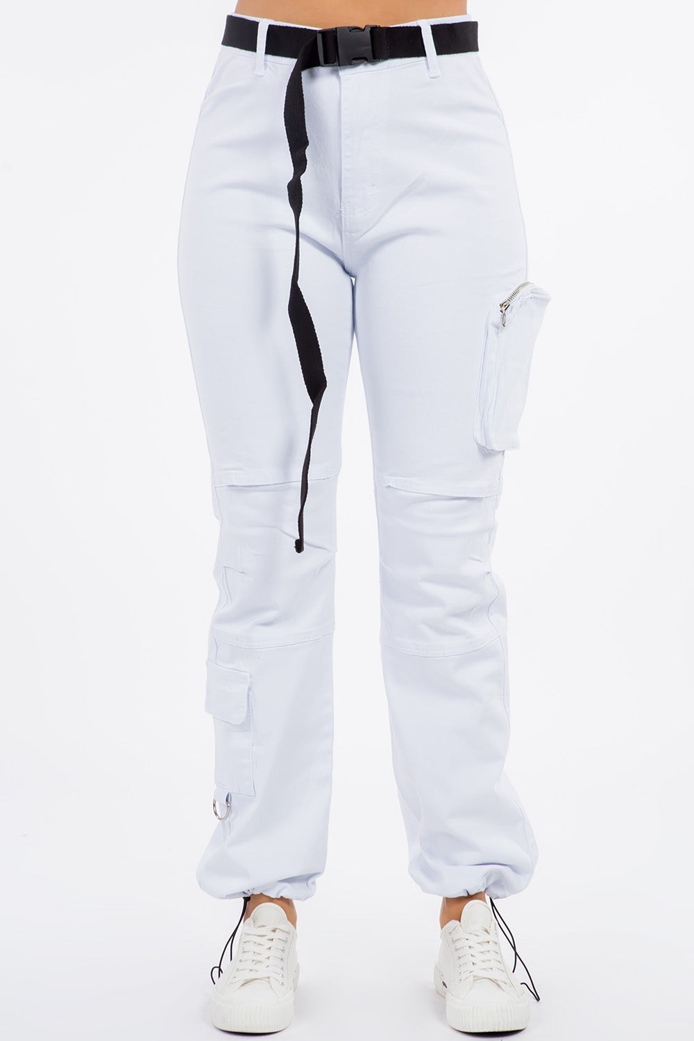 High Waist Stretch Joggers With Utility Pockets