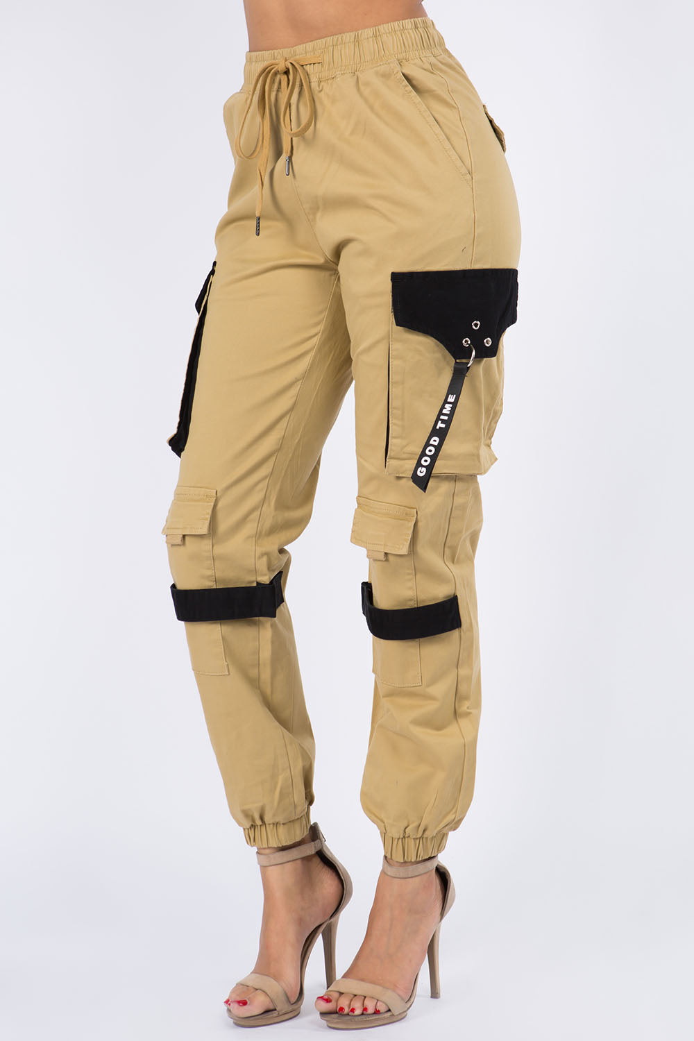 High Waist Cargo Jogger Pants With Utility Pockets