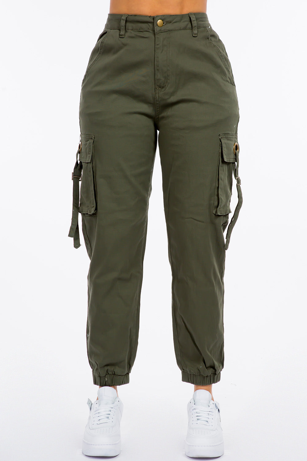Mid Rise Jogger Pants With Utility Pockets