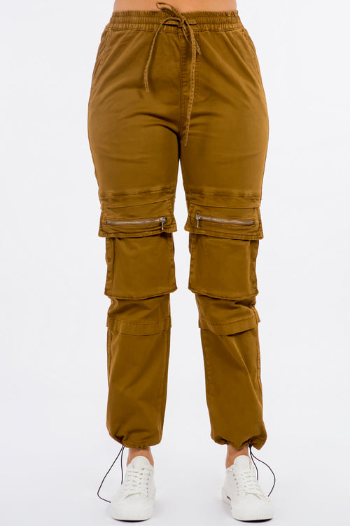 High Waist Joggers With Utility Pockets