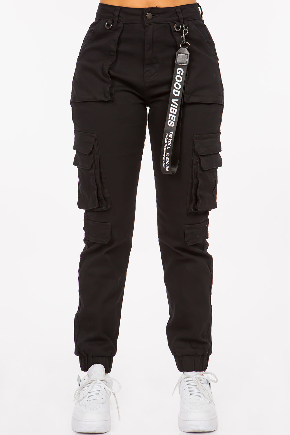 High Rise Cargo Joggers With Pockets