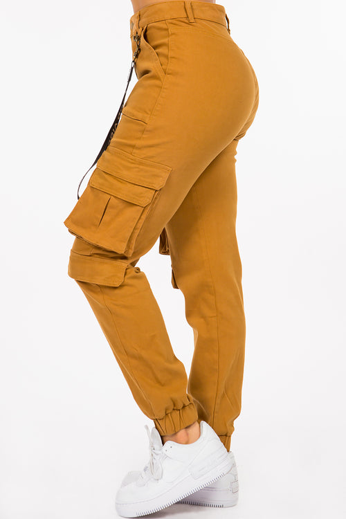 High Rise Cargo Joggers With Pockets