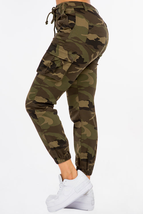 Slim Fit Cargo Joggers With Drawstrings