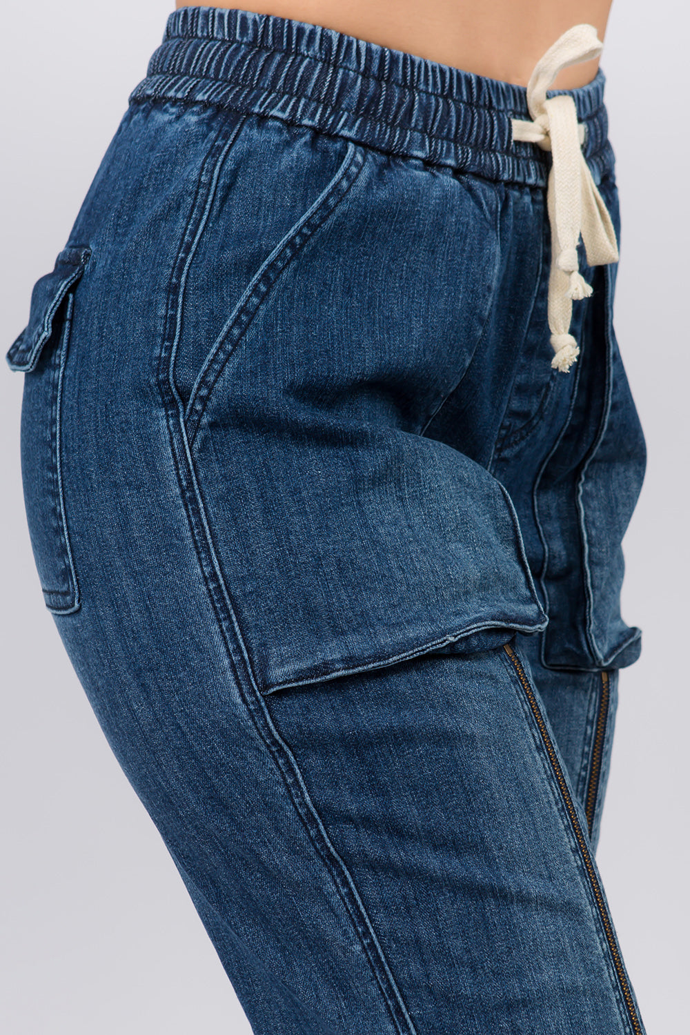 High Waist Jogger Style Jeans w/ Zipper