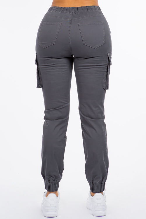 Skinny Cargo Joggers With Drawstrings