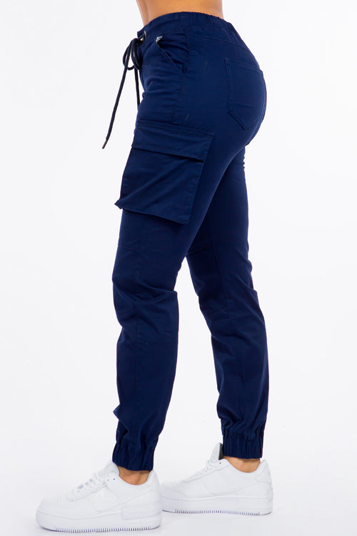 Skinny Cargo Joggers With Drawstrings