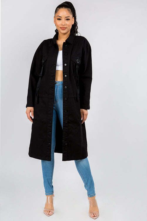 Loose Fit Long Classic Trench Coat Jacket