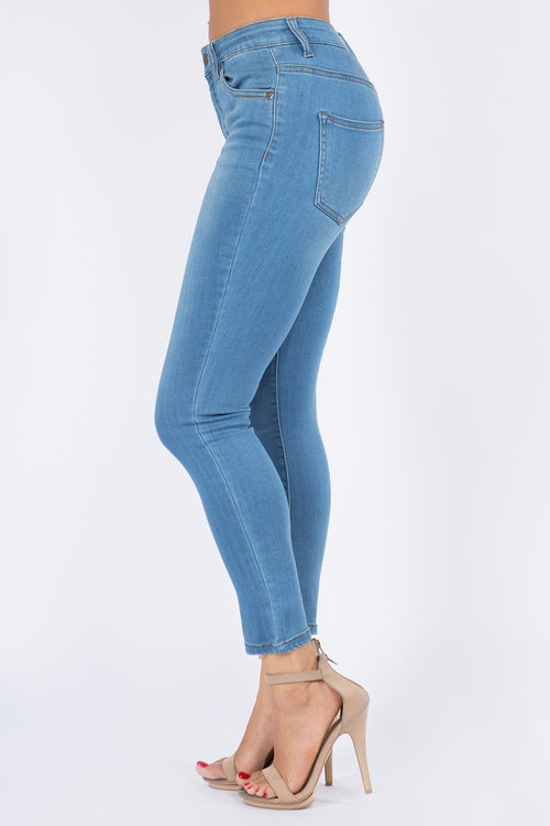Premium Mid Rise Stretch Skinny Jeans