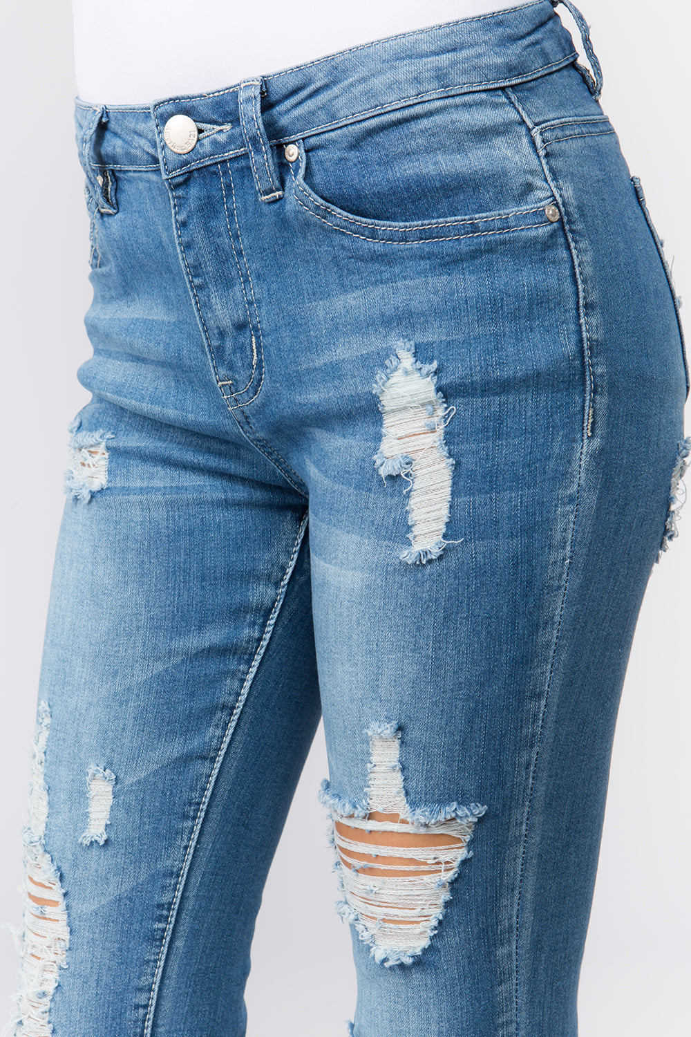 Low Rise Distressed Denim Skinny Jeans