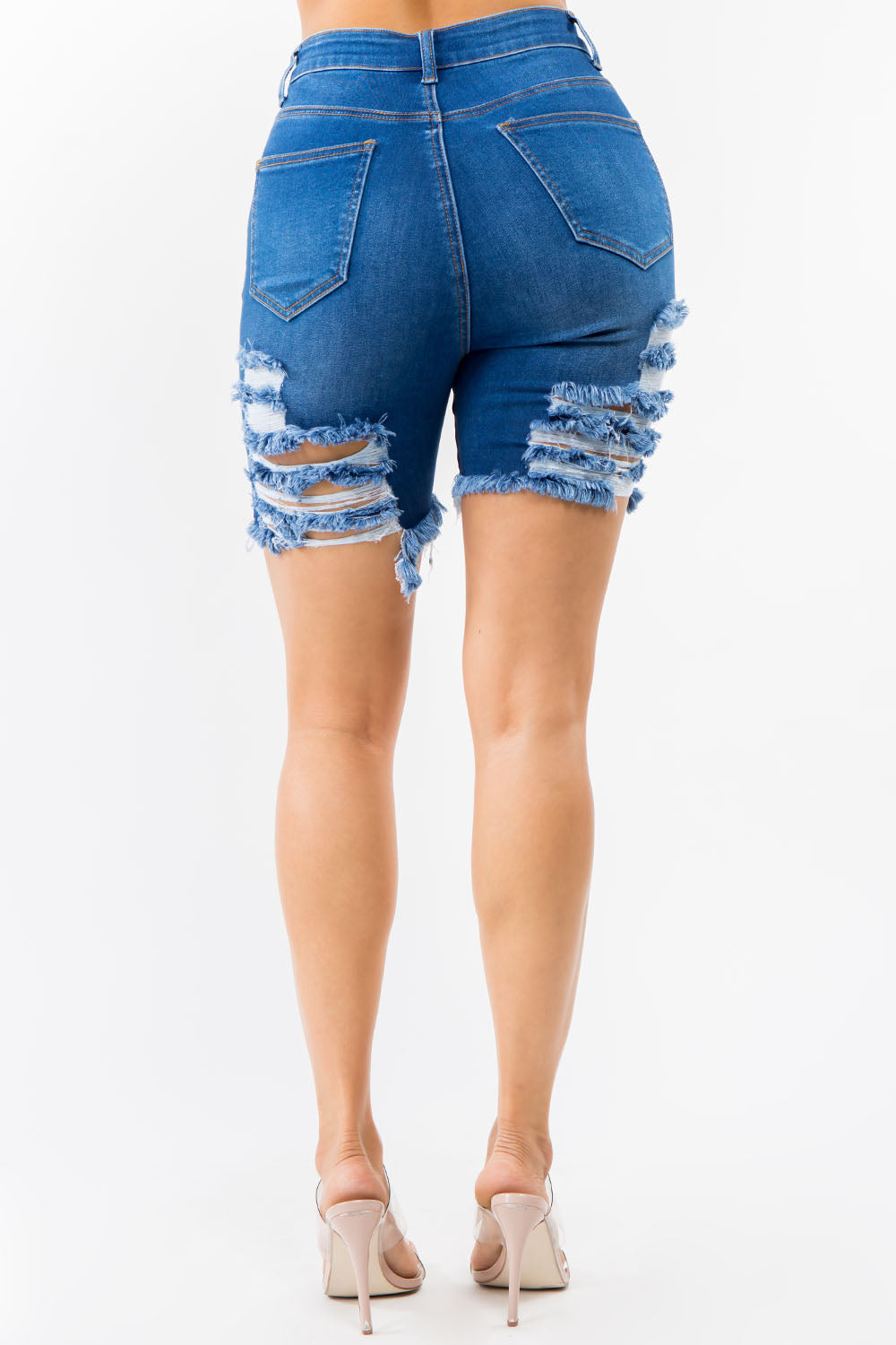 Premium Modal Fabric High Waist Distressed Shorts