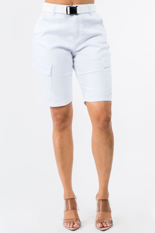 High Waist Boyfriend Cargo Shorts - Plus Size