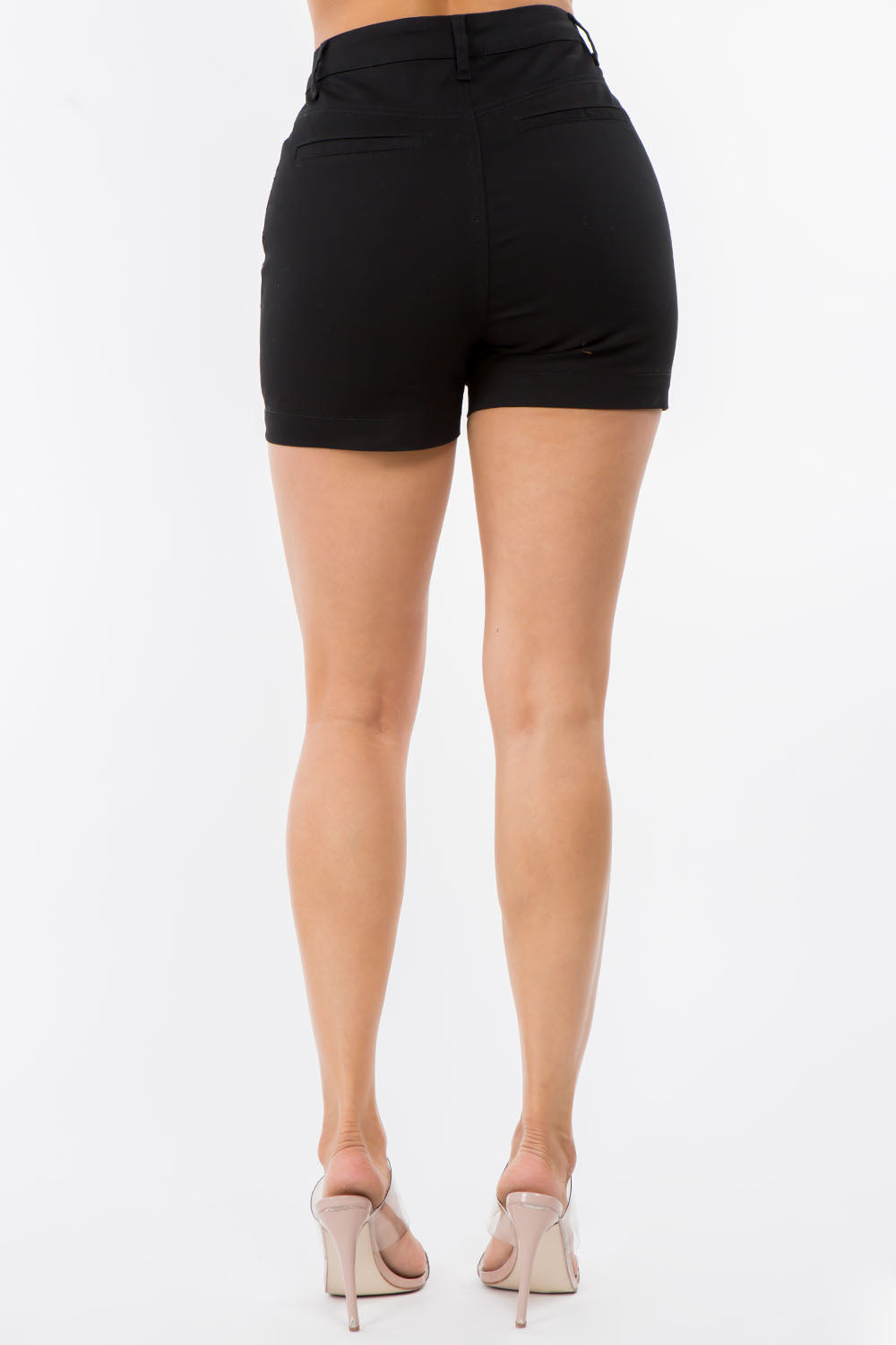 High Waist Skinny Stretch Twill Shorts - Plus Size