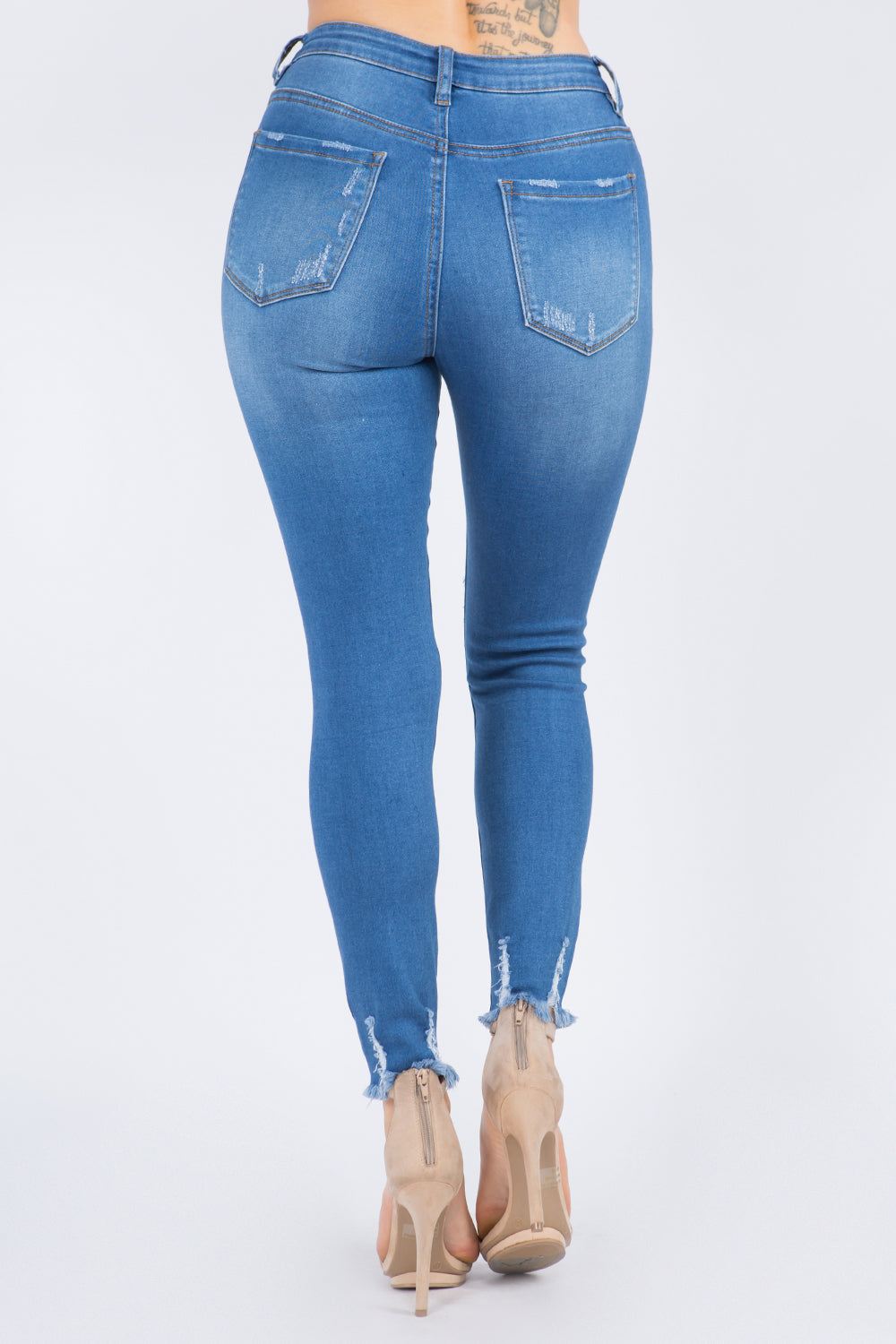 Premium Modal Fabric High Rise Distressed Skinny Jeans