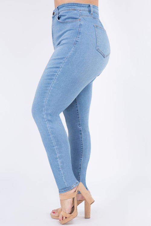Premium Modal Fabric High Rise Basic Denim Skinny Jeans - Plus Size