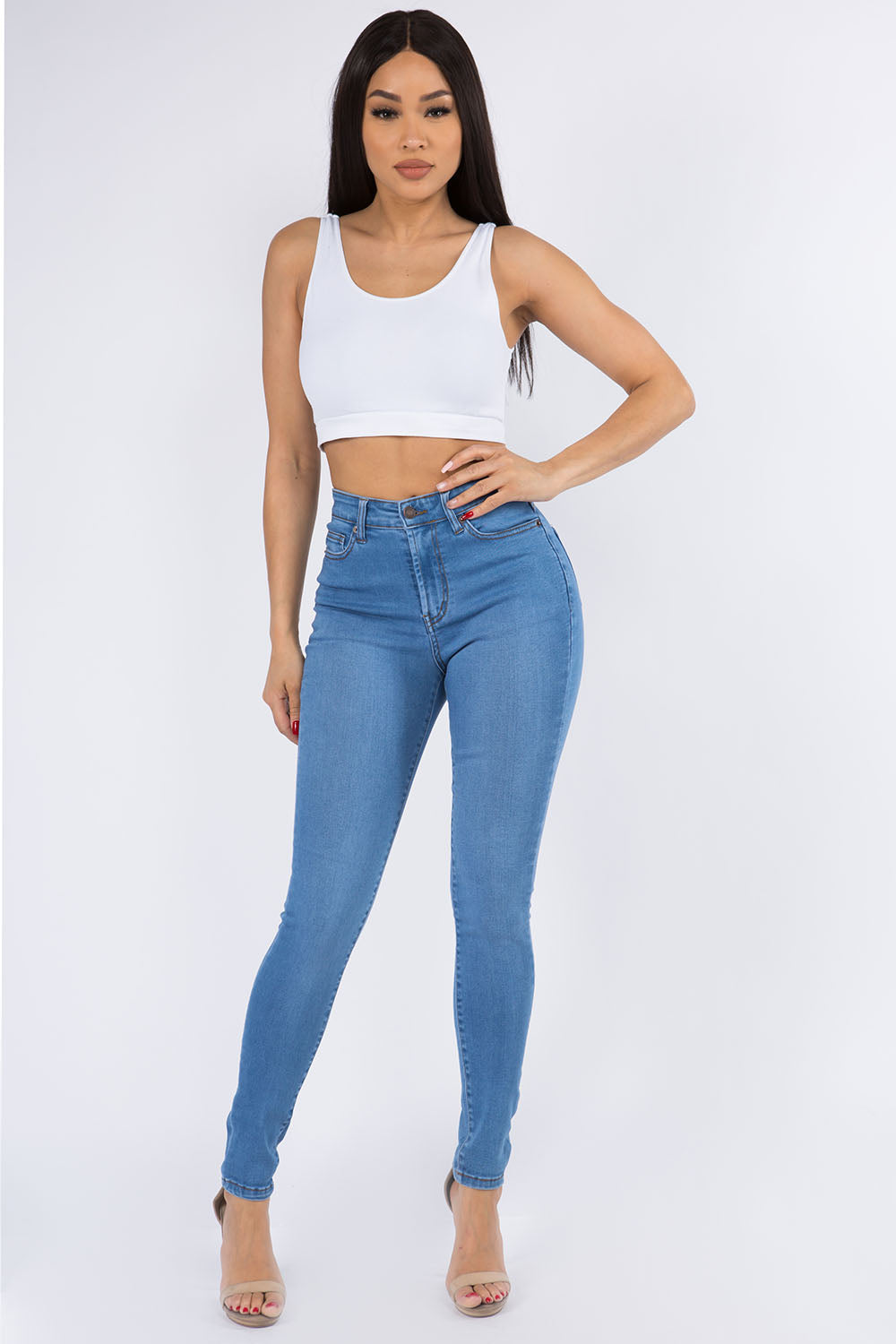 Premium Modal Fabric High Rise Basic Denim Skinny Jeans